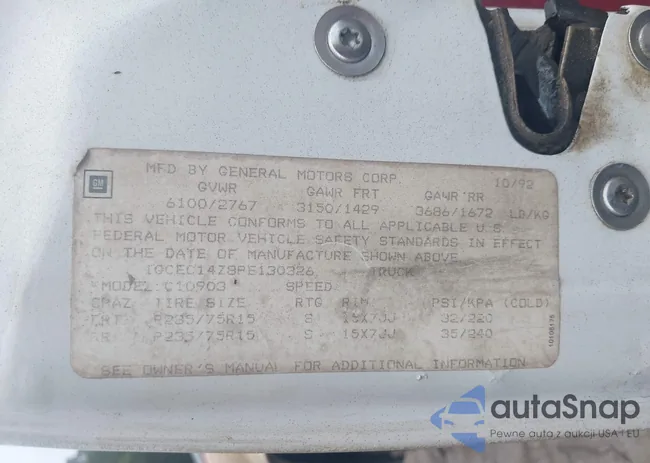 1GCEC14Z8PE130326: 43340573