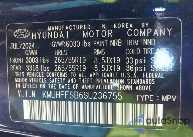 KMUHFESB6SU236755: 43340595