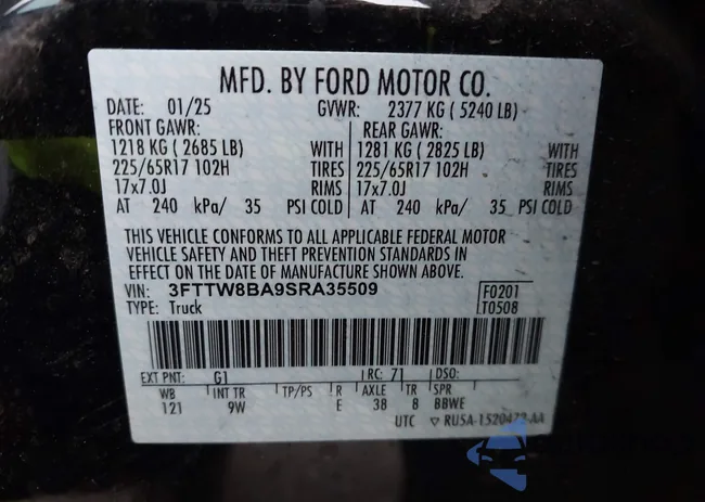 3FTTW8BA9SRA35509: 43340617