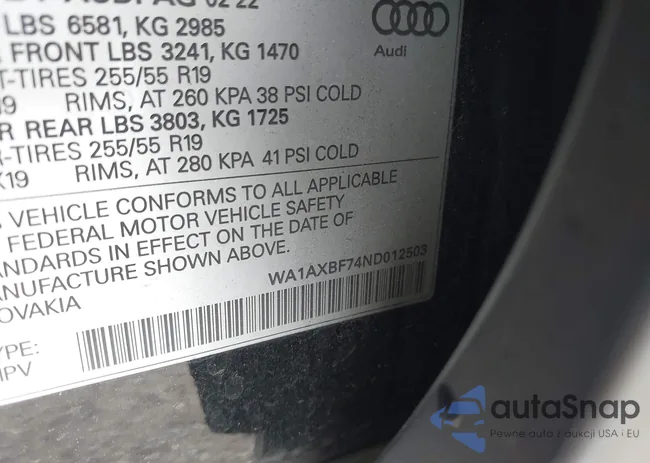 WA1AXBF74ND012503: 43340643