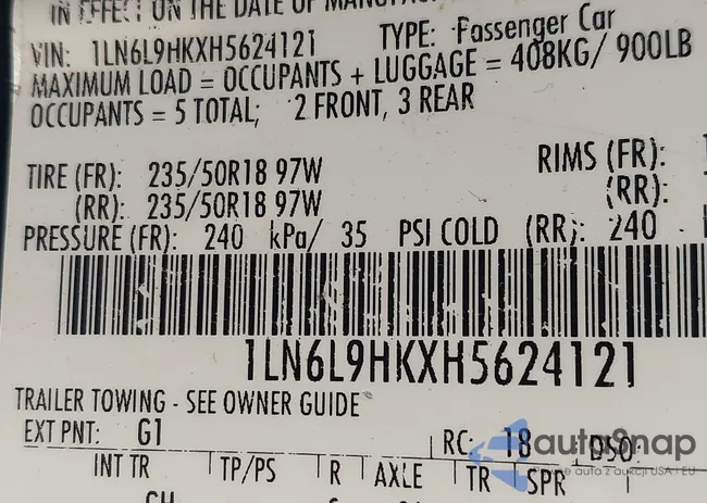 1LN6L9HKXH5624121: 43340657