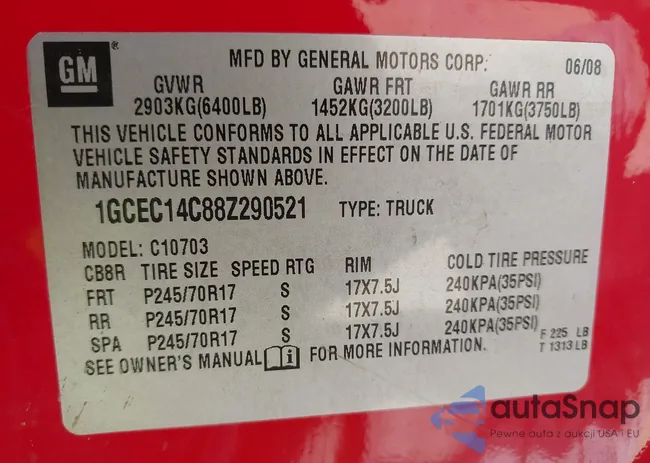 1GCEC14C88Z290521: 43341686