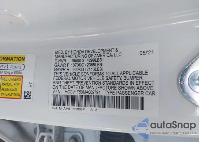 1HGCV1F59MA069794: 43341766