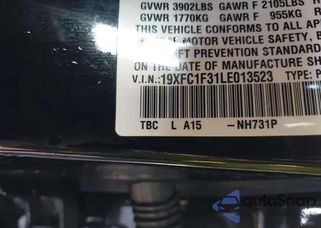 19XFC1F31LE013523: 43341872