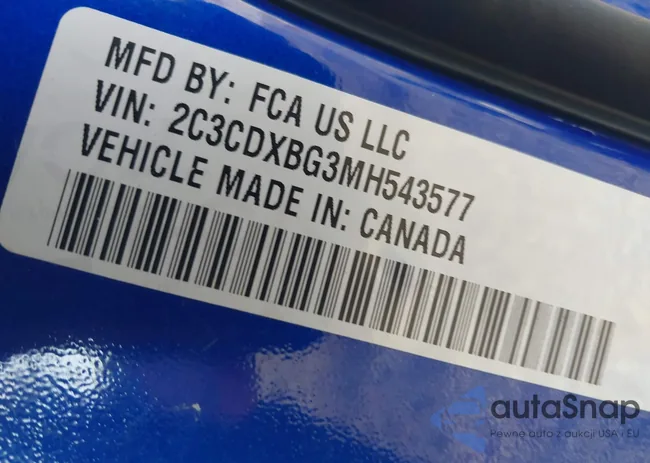 2C3CDXBG3MH543577: 43341989