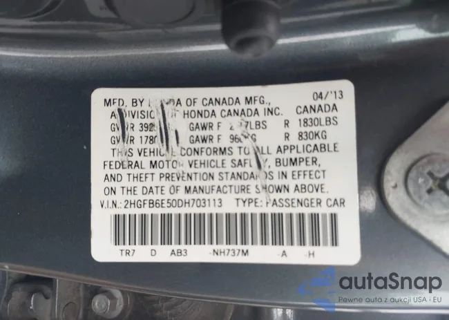 2HGFB6E50DH703113: 43342030