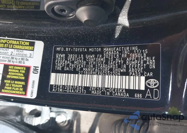 2T1BURHEXGC552204: 43342060