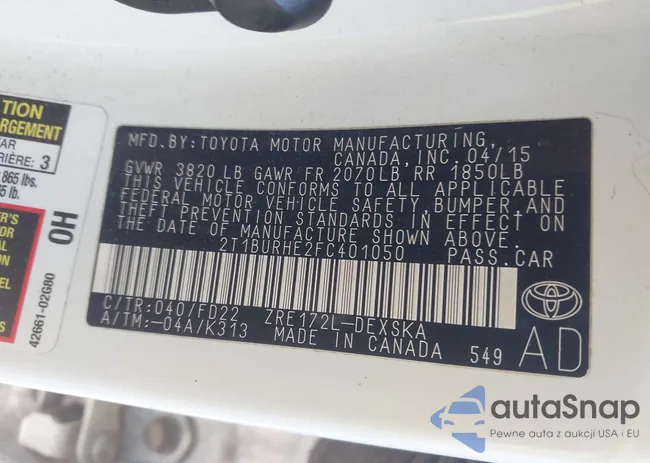 2T1BURHE2FC401050: 43342096