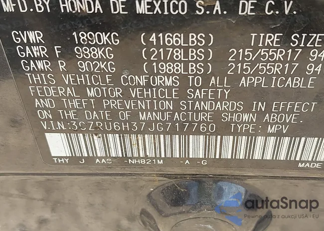 3CZRU6H37JG717760: 43342105