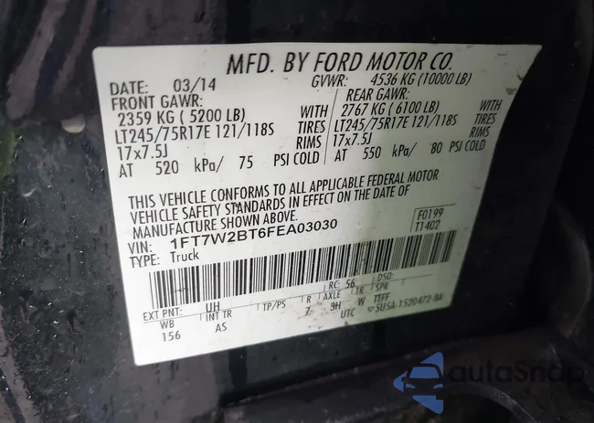 1FT7W2BT6FEA03030: 43342176