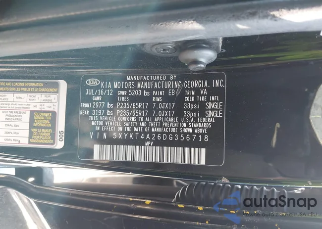 5XYKT4A26DG356718: 43342184