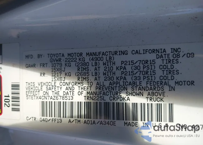 5TETX4CN7AZ678513: 43342244