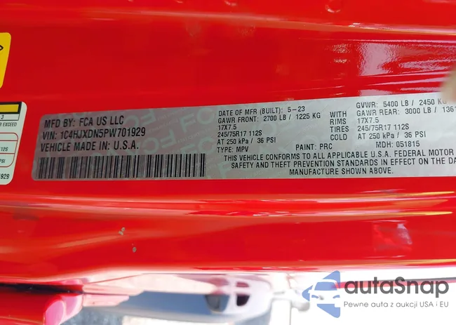 1C4HJXDN5PW701929: 43341342