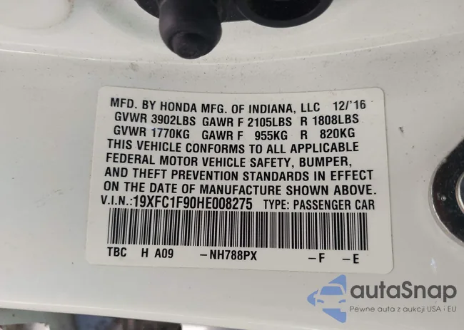 19XFC1F90HE008275: 43342743