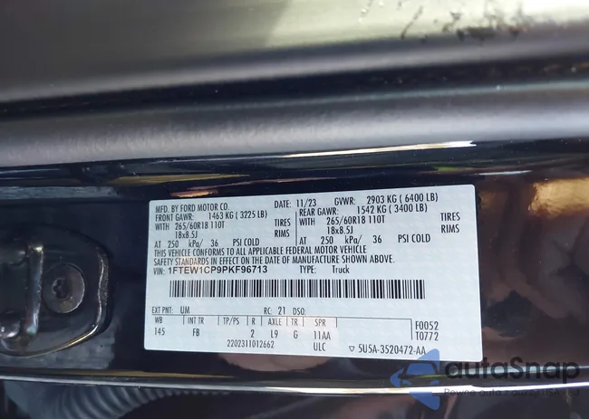 1FTEW1CP9PKF96713: 43342753