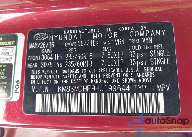 KM8SMDHF9HU199644: 43342777