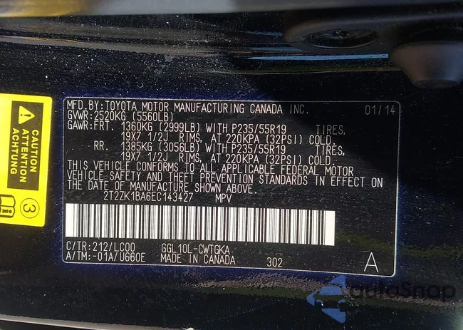 2T2ZK1BA6EC143427: 43342857