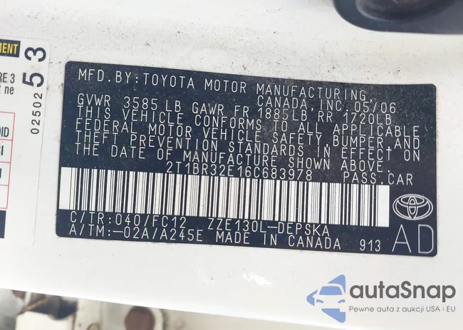 2T1BR32E16C683978: 43342889