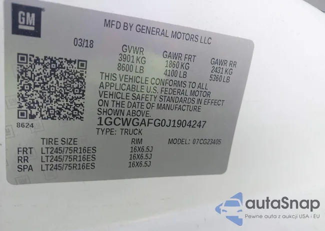 1GCWGAFG0J1904247: 43342911