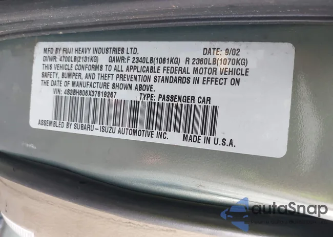 4S3BH806X37619267: 43342962