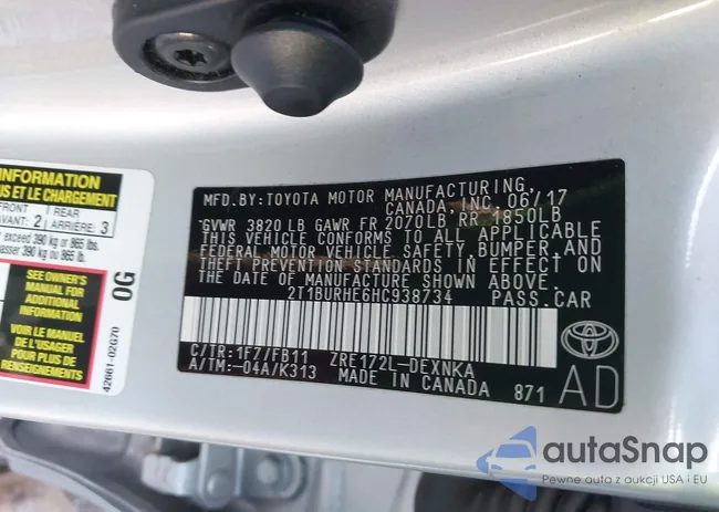 2T1BURHE6HC938734: 43342991