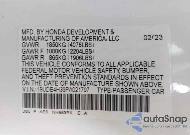 19UDE4H39PA021797: 43342994