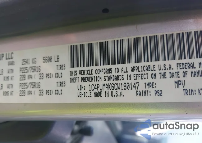 1C4PJMAK6CW190147: 43343004