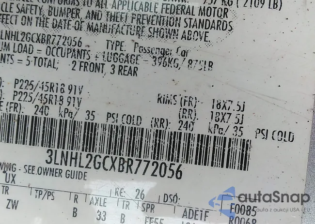 3LNHL2GCXBR772056: 43343067