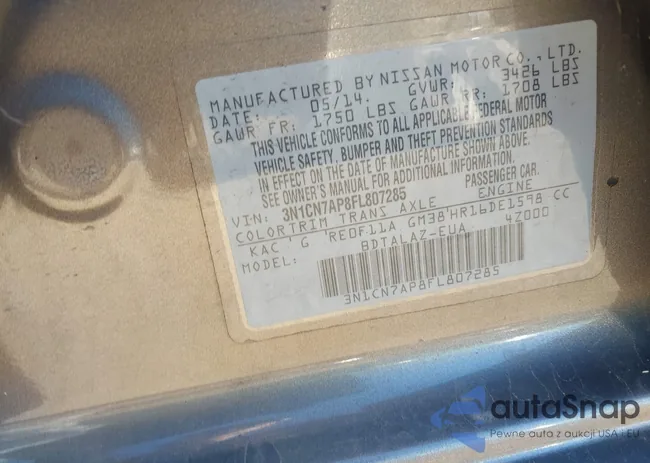 3N1CN7AP8FL807285: 43343095