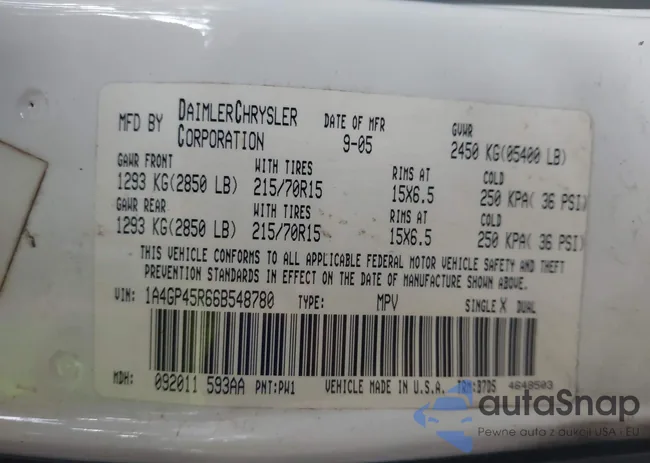 1A4GP45R66B548780: 43343107