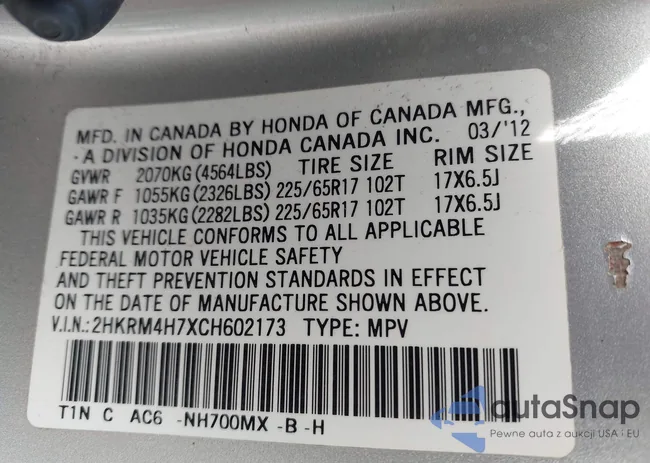 2HKRM4H7XCH602173: 43343204