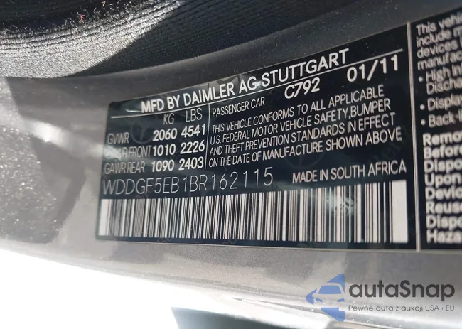 WDDGF5EB1BR162115: 43342354