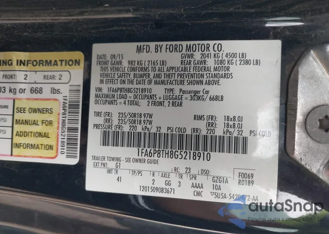 1FA6P8TH8G5218910: 43342420