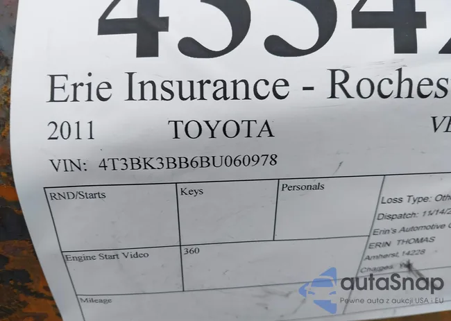 4T3BK3BB6BU060978: 43342443