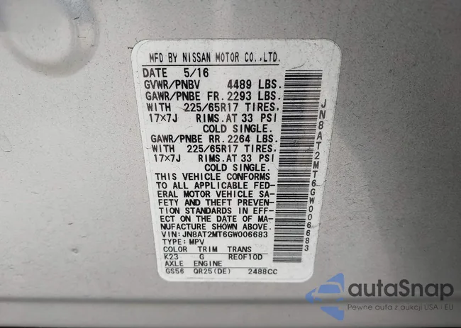 JN8AT2MT6GW006683: 43342449