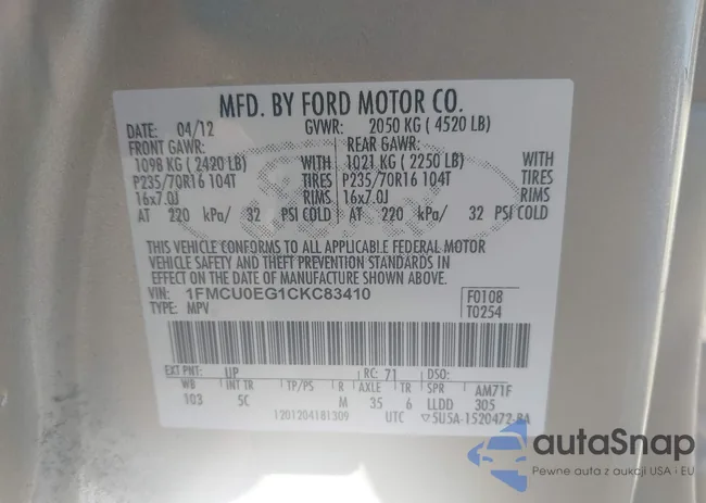 1FMCU0EG1CKC83410: 43342586