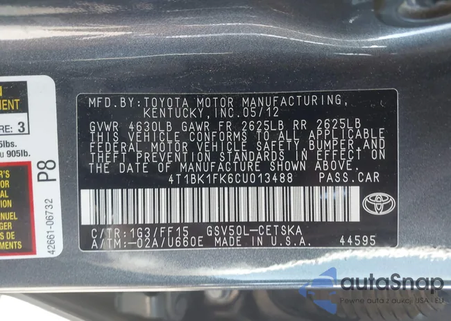 4T1BK1FK6CU013488: 43342611