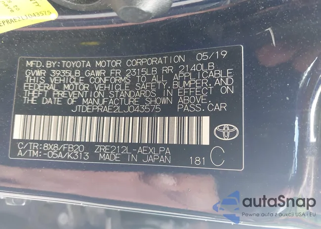 JTDEPRAE2LJ043575: 43342646