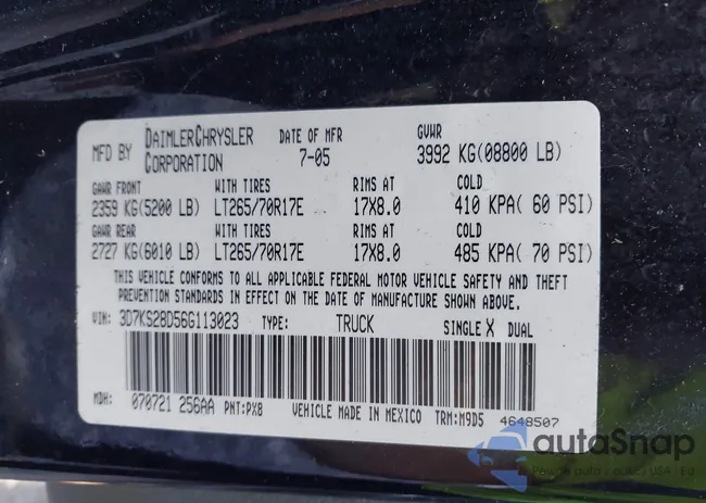 3D7KS28D56G113023: 43343692