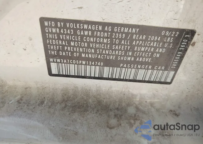 WVW3A7CD5PW134740: 43343814