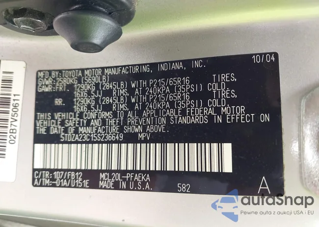 5TDZA23C15S236649: 43343904