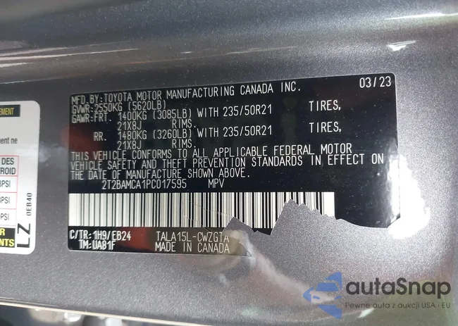 2T2BAMCA1PC017595: 43344084