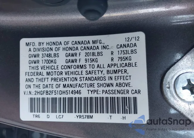 2HGFB2F51DH514946: 43344193