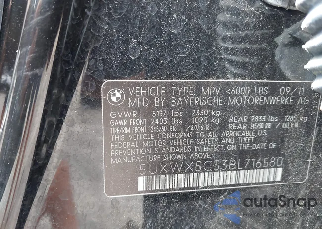 5UXWX5C53BL716580: 43344225