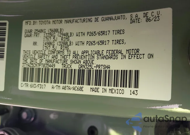 3TYAZ5CN7PT035449: 43344232