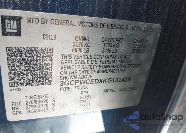 3GCPWCEDXKG131428: 43344252