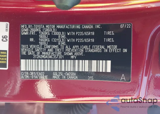 2T2HZMDA5NC357301: 43344278