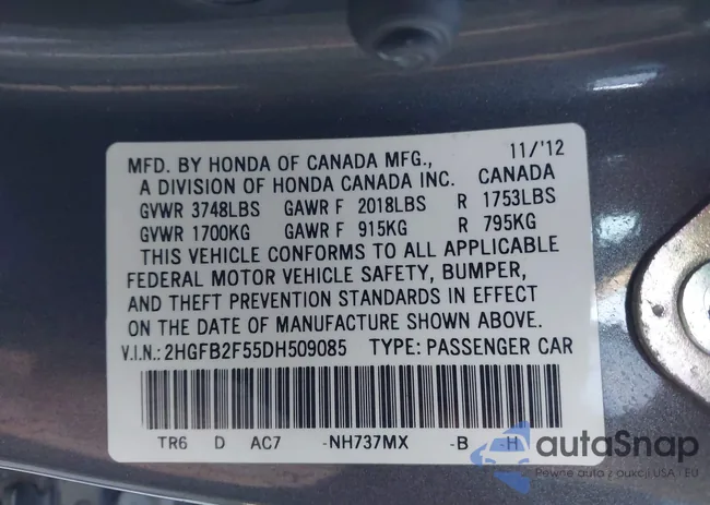 2HGFB2F55DH509085: 43343611