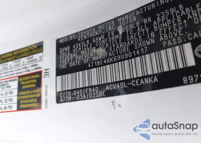 4T1BE46K69U901417: 43343663