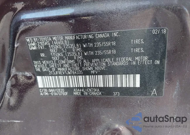 2T3JFREV1JW764335: 43343670